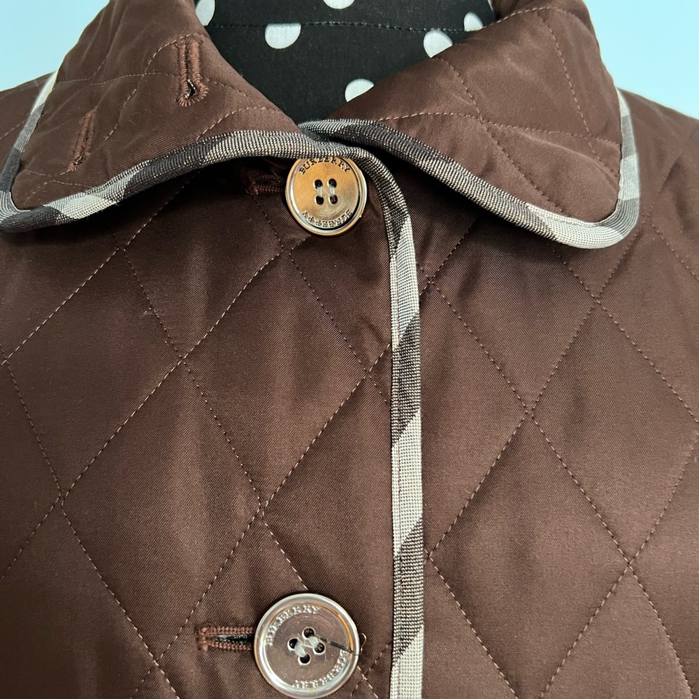 Burberry Quilted Brown Jacket w/ Buttons and Collar - Picture 2 of 8